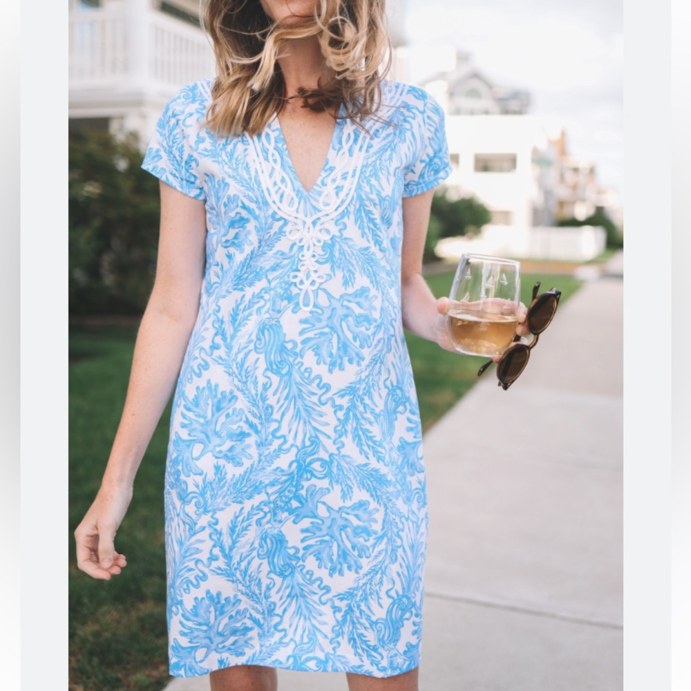 Lilly Pulitzer Brewster Dress - Resort White Aqua Lounge